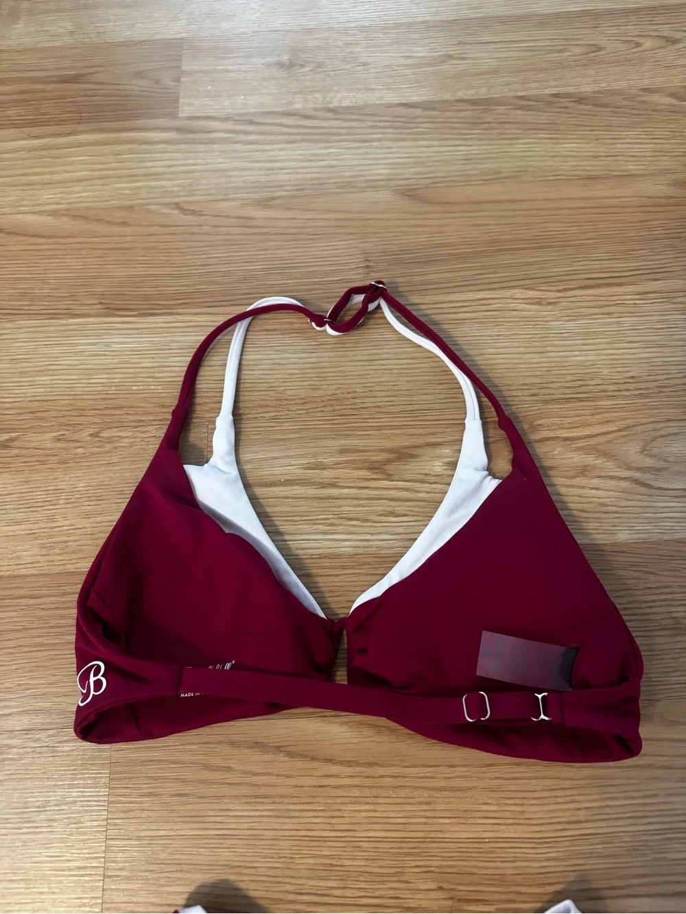 Bombshell Sportswear Maroon Halter Bra and Leggings Set - White Trim
